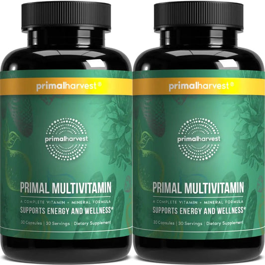 Primal Harvest Primal Multivitamin - Daily Multi-Vitamin Supplement with 21 Essential Vitamins & Minerals for Women & Men (2 Pack (30 Count)) Primal Harvest
