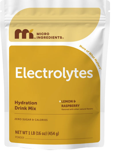 Micro Ingredients Electrolytes Powder, Sugar-Free Lemon Raspberry | 1,000 mg Potassium Per Serving. 139 Servings, 2 lb Bulk Supply, Hydration Drink Mix Powder. 0 Calorie, Keto Friendly. Non-GMO