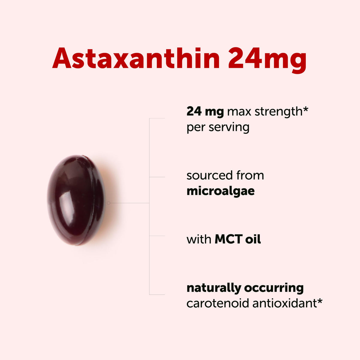 Micro Ingredients Astaxanthin 24mg Per Serving with MCT Oil, 60 Softgels | 2 Month Supply. Natural Microalgae Sourced Astaxanthin Supplement. Easy-to-Swallow. Non-GMO, Gluten Free, Soy Free.