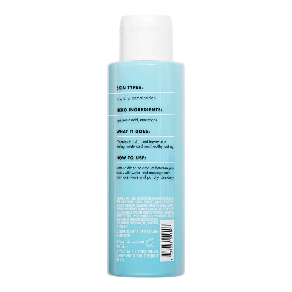 e.l.f. SKIN Holy Hydration! Daily Cleanser, Face Cleanser For Washing Away Excess Oil, Impurities & Makeup
