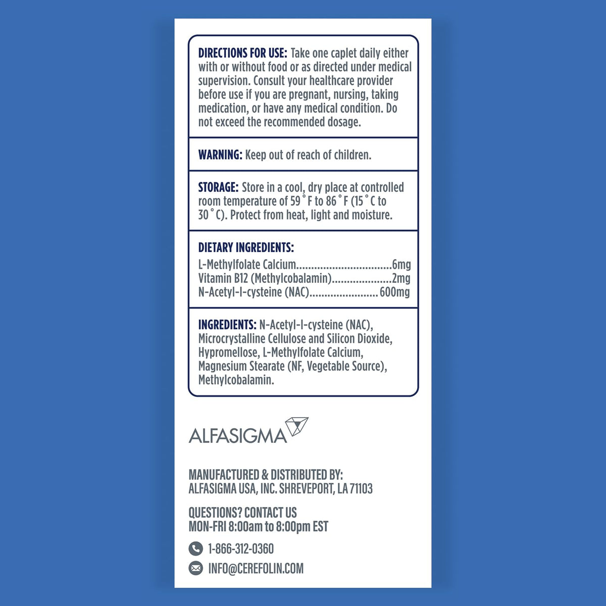 Cerefolin Brain Wellness, Targeted Nutrition for Cognitive Support, Improves Memory, Focus & Concentration, L-Methylfolate, NAC, B12