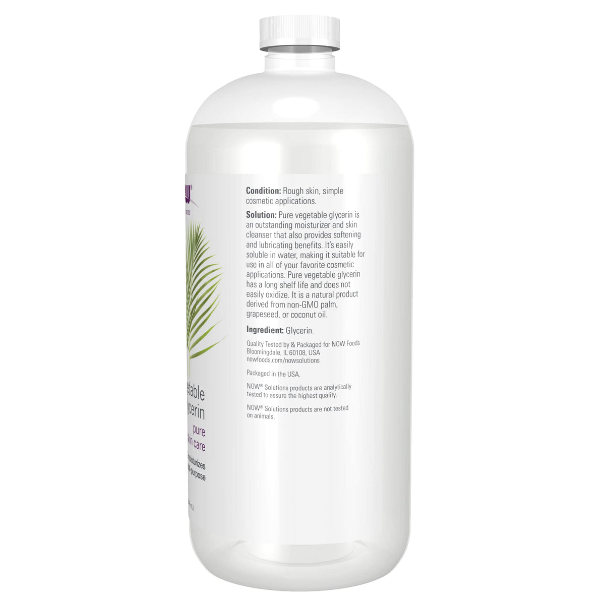 NOW Foods Solutions, Vegetable Glycerin, 100% Pure, Versatile Skin Care, Softening and Moisturizing, 16-Ounce