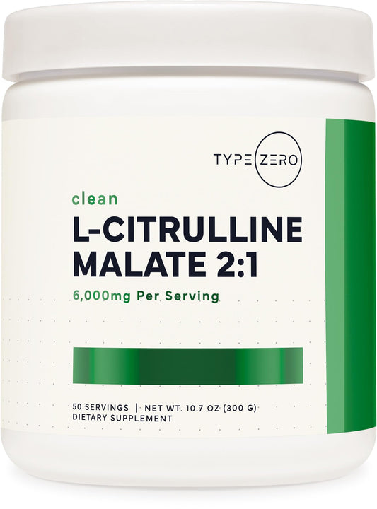 Type Zero L-Citrulline Malate Powder 2:1 6X (300g | 6000mg Per Serving | Unflavored) Ultra Clean L Citrulline, Nitric Oxide Booster, Pre Workout