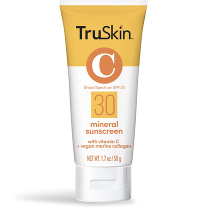 TruSkin Mineral Sunscreen SPF 30 for Face - Zinc Oxide Broad Spectrum Protection with Squalane, Vitamin C & Marine Collagen