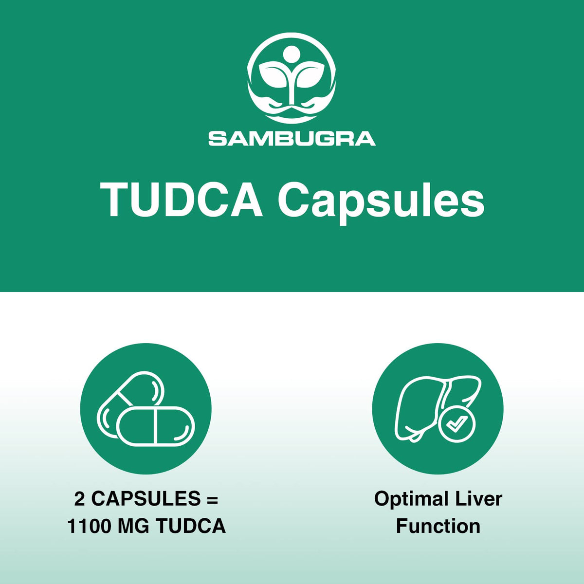 Sambugra TUDCA Liver Supplements 1100mg, 3rd Party Tested Ultra Strength Bile Salt TUDCA Supplement, Liver Support for Detox