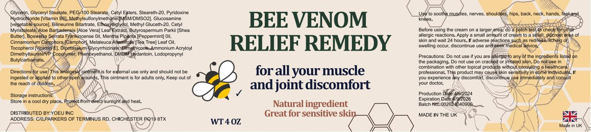 KOKOMAANE Bee Venom Muscle Cream, Maximum Strength Joint & Bone Soothing Ointment, for Shoulder, Back, Neck, Hands, Knuckle, Elbow, Feet, Leg, Knees, Ankle, Arthritis, Meniscus, for Adults, Elder KOKOMAANEBuy Supplements Australia