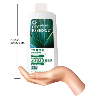 Desert Essence Tea Tree Oil Mouthwash, Alcohol Free, Spearmint, 16 fl oz