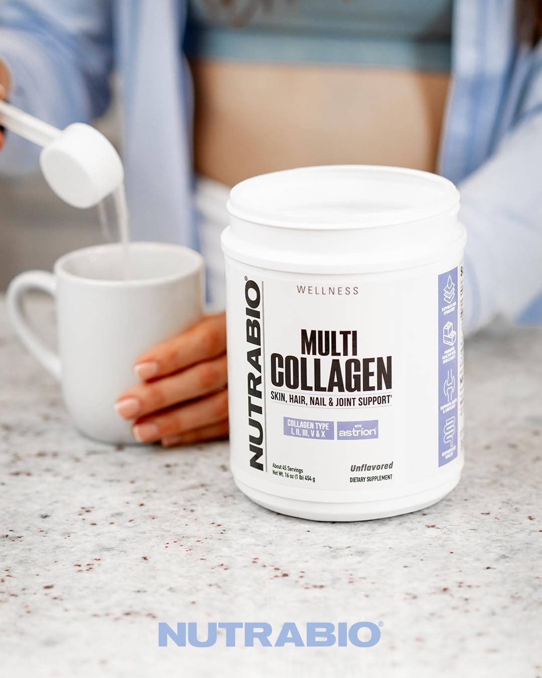 NutraBio Multi Collagen Powder - Hydrolyzed Collagen Peptides for Glowing Hair & Skin - Grass-Fed - Collagen Powder for Women and Men - 40 Servings- Unflavored NutraBio buy supplements Au