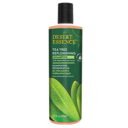 Desert Essence Tea Tree Replenishing Shampoo with Peppermint, 12.7 oz