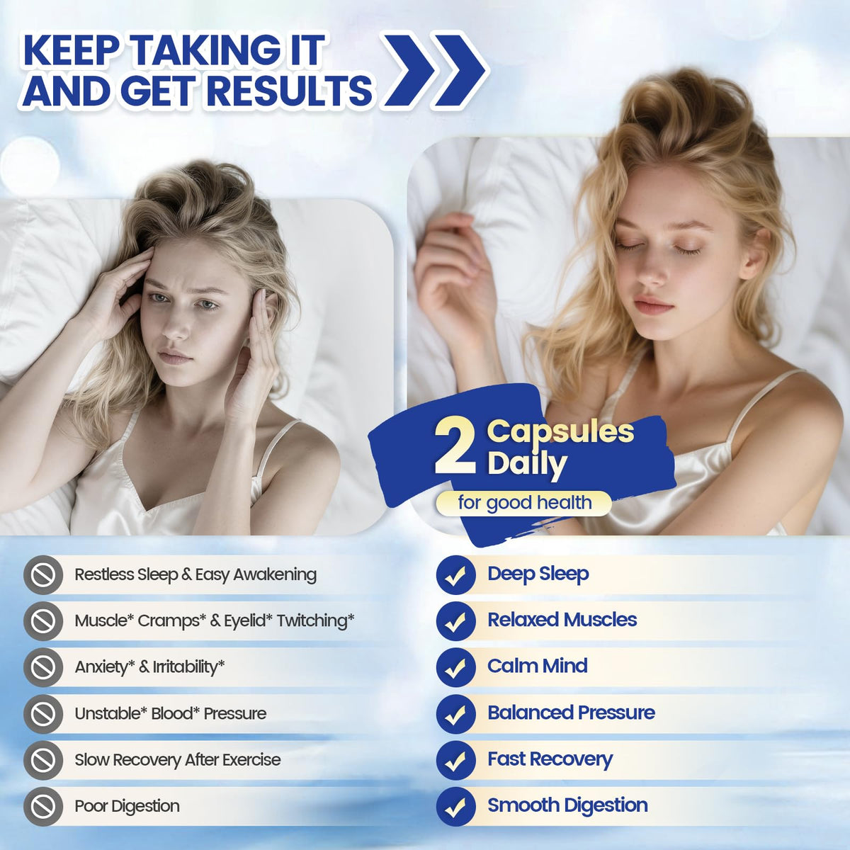 Triple Magnesium Complex for Women and Men, Magnesium Glycinate 400mg, Malate, Citrate, High Absorption Chelated Magnesium Supplement Support Sleep, Muscle, Non-GMO, Gluten Free - 240 Capsules