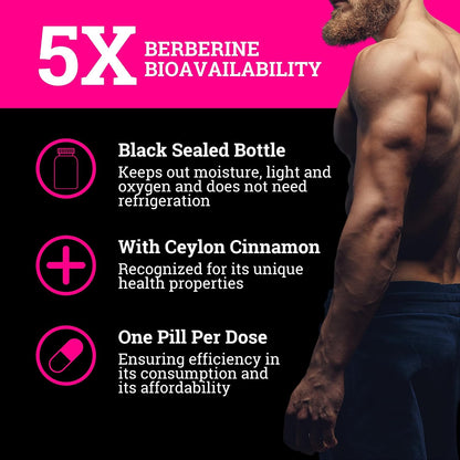 Black Forest 5X Berberine a Dihydroberberine Supplement (Super Berberine Now 5X More Effective Than Regular Berberine HCL) Best Dihydroberberine with Ceylon Cinnamon - Similar to Berberine Phytosome