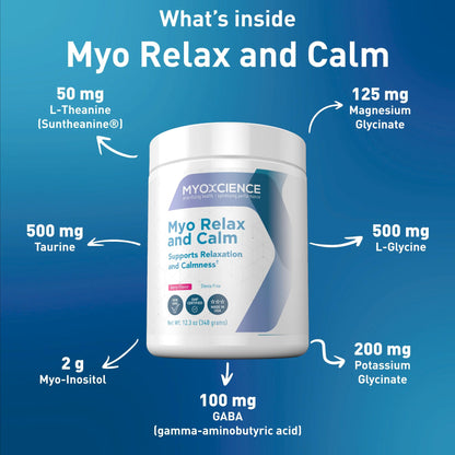 MYOXCIENCE Myo Relax & Calm | Myo-Inositol, L-Theanine, Taurine, Magnesium & GABA | Supports Sleep, Neurotransmitter & Hormone Support (Berry Flavor) (60 Servings) MYOXCIENCE buy supplements Au