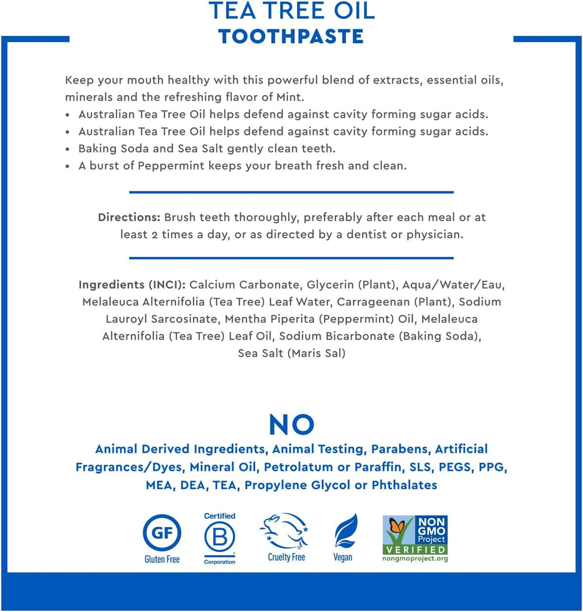 Desert Essence Tea Tree Oil Mint Toothpaste, Fluoride Free, 6.25 oz