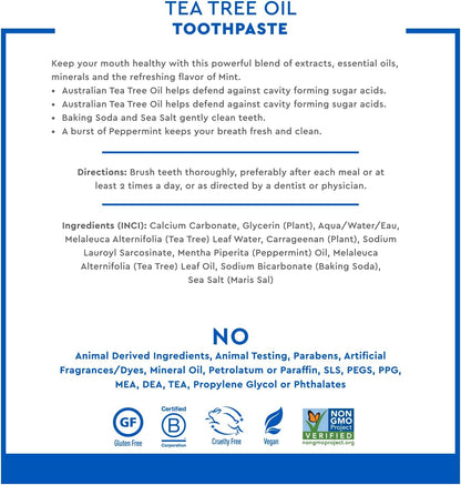 Desert Essence Tea Tree Oil Mint Toothpaste, Fluoride Free, 6.25 oz