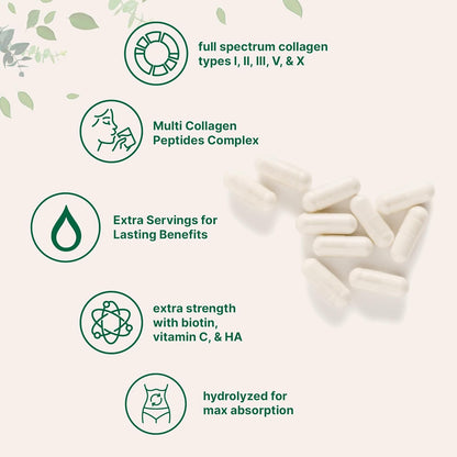 Micro Ingredients Multi Collagen Peptides Pills, 240 Capsules | For Women & Men. Type I, II, III, V, X. Hydrolyzed Collagen Supplement with Biotin, Hyaluronic Acid & Vitamin C. Filler Free.