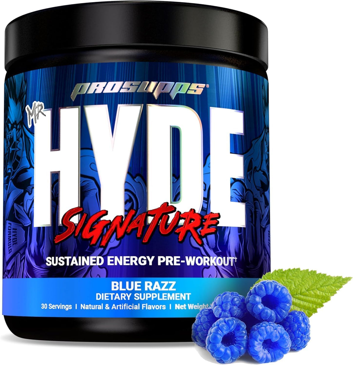 PROSUPPS Hyde Signature Sustained Pre-Workout, Blue Razz, 30-Servings and Creatine 300 Bundle