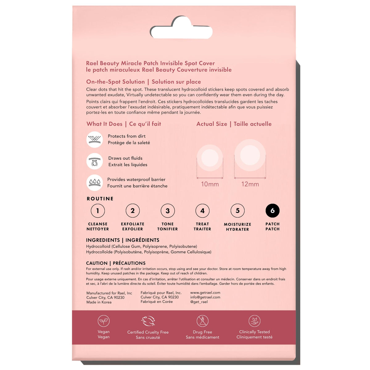 Rael Pimple Patches, Miracle Invisible Spot Cover - Hydrocolloid Acne Pimple Patch