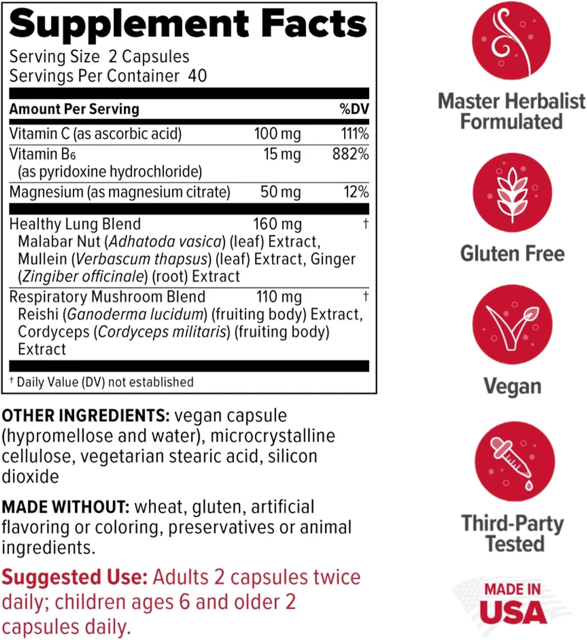 Redd Remedies Adult Sinus Support, 72 Capsules, and Lung Care, 80 Capsules