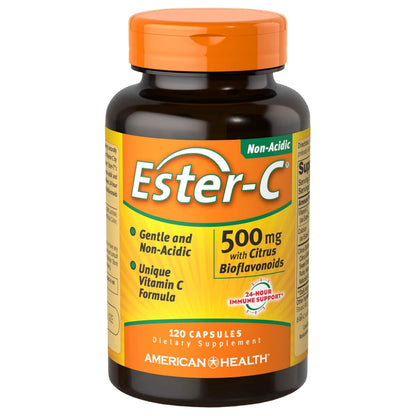 American Health Ester-C with Citrus Bioflavonoids Capsules - Gentle On Stomach, Non-Acidic Vitamin C - 500 mg,