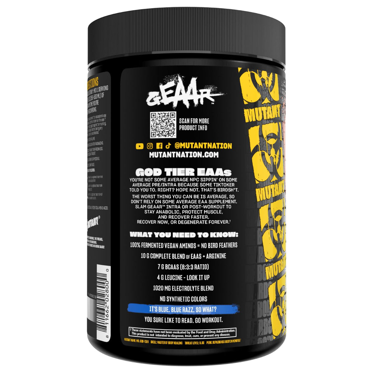 Mutant GEAAR, 10g EAAs + Arginine, Electrolytes, Fruit Punch, 14.8 oz