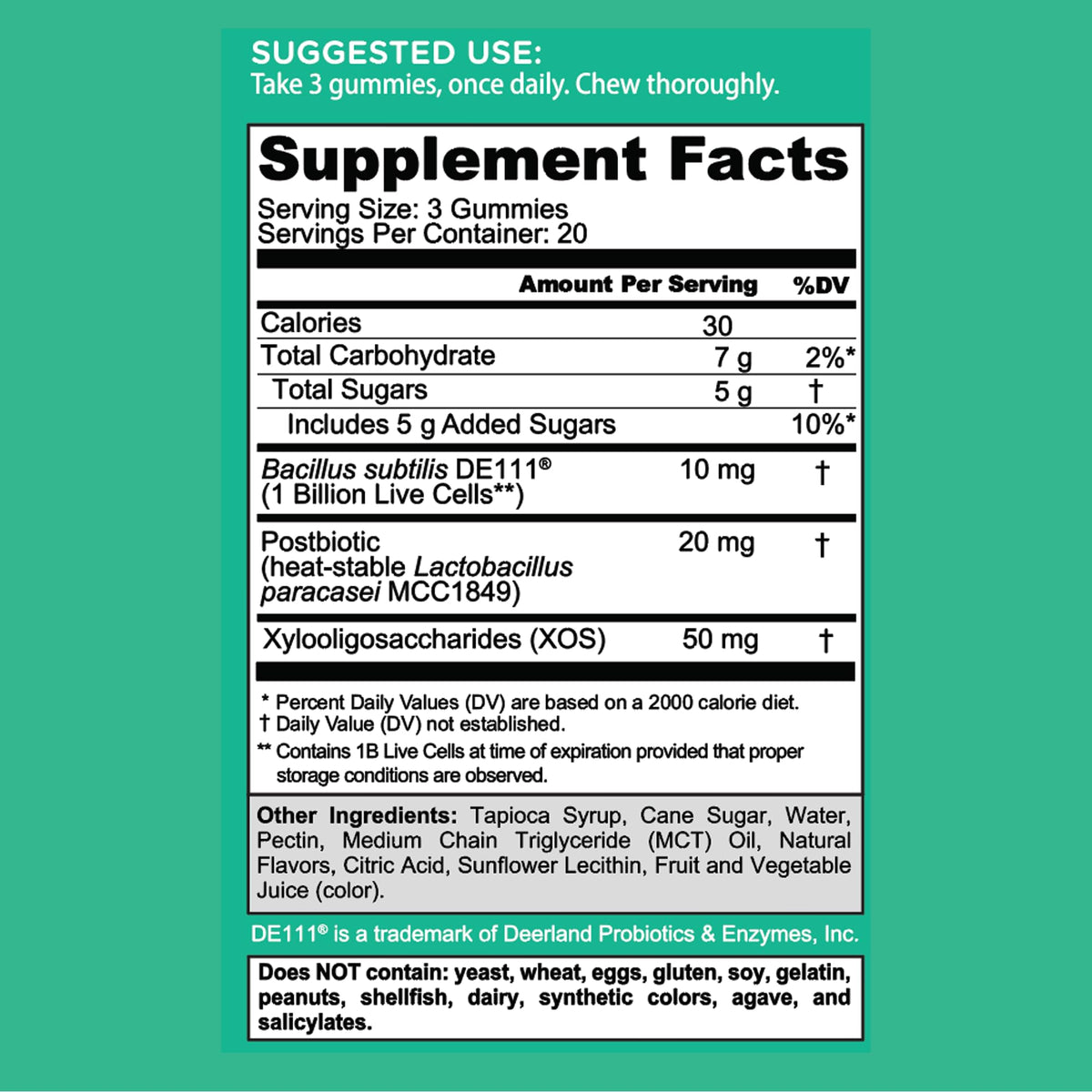 Goli Pre Pro Postbiotic Gummies - Worlds First 3-in-1 Formula with DE111 Probiotics, XOS Prebiotics, MCC1849 Postbiotics - Vegan, Non-GMO,
