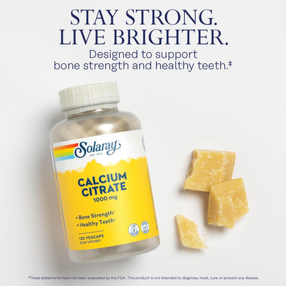 Solaray Calcium Citrate 1000mg - Chelated Calcium Supplement - Supports Bone Strength and Healthy Teeth - Easy to Digest - Vegan - 68 Servings, 275 VegCaps