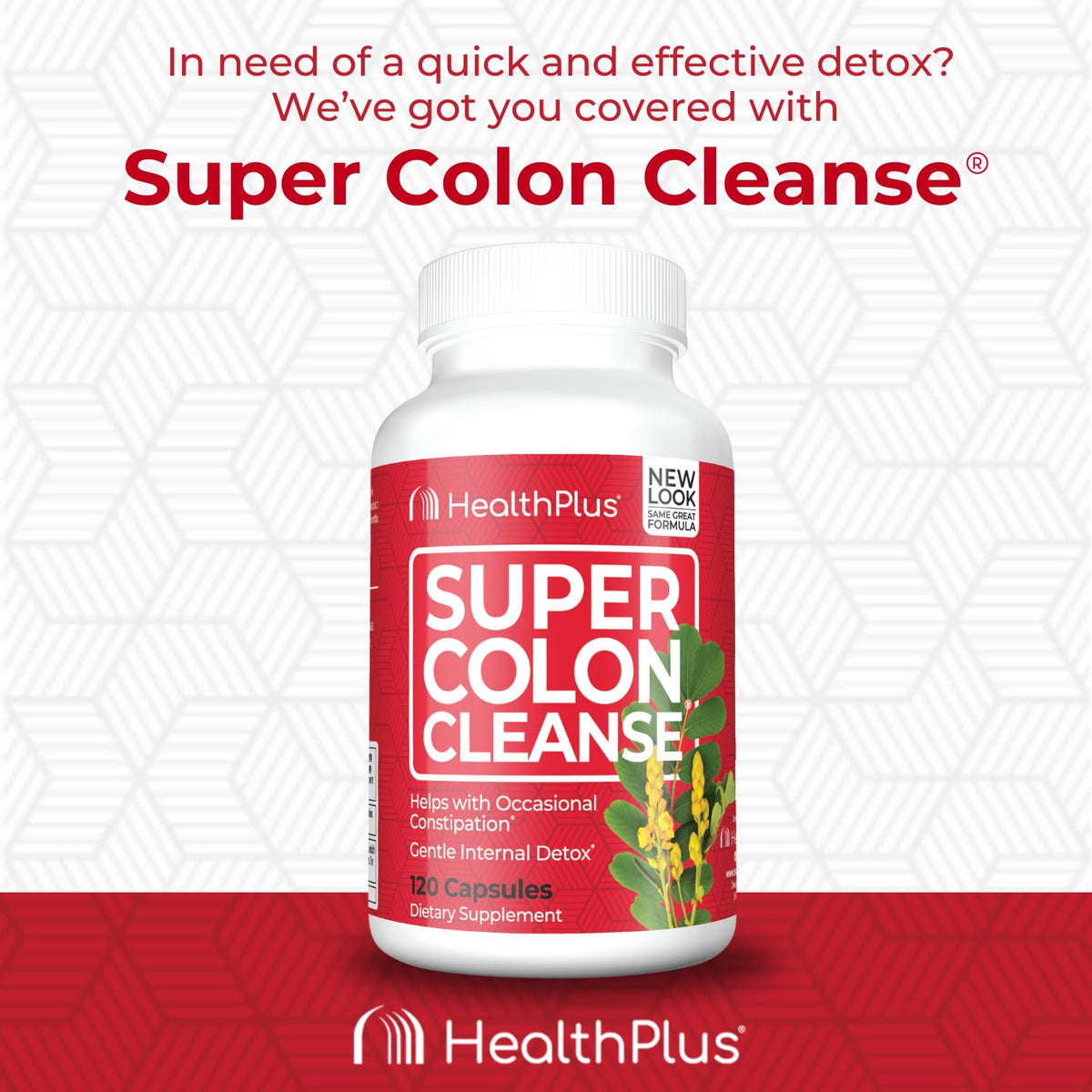 Health Plus Super Colon Cleanse Detox Capsules, 60 Day Supply, 240 Ct | Capsules with senna and psyllium husk, 120 servings; may support occasional constipation relief and gentle gut cleansing