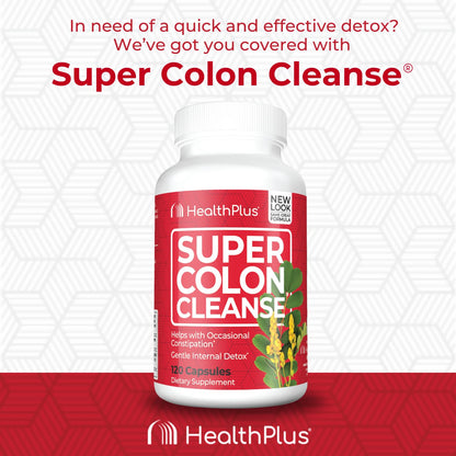 Health Plus Super Colon Cleanse Detox Capsules, 60 Day Supply, 240 Ct | Capsules with senna and psyllium husk, 120 servings; may support occasional constipation relief and gentle gut cleansing