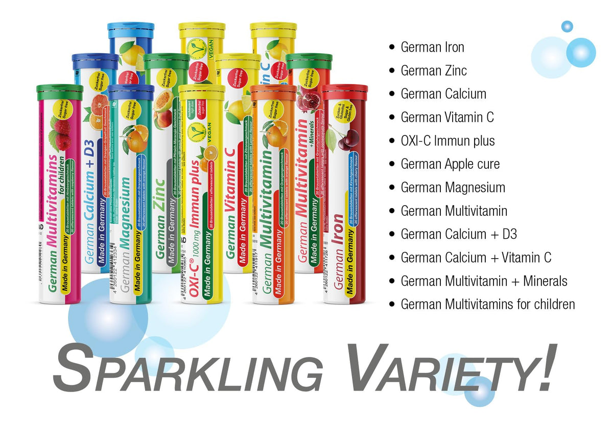 T&D German Multivitamin for Children 60 Drink Effervescent Tablets - Sweet Raspberry Flavour, Sugar Free, Vegan - Vitamin C, E, B1, B2, B6, B12, Folic Acid, Niacin Pharma – Made in Germany T&D buy supplements Au