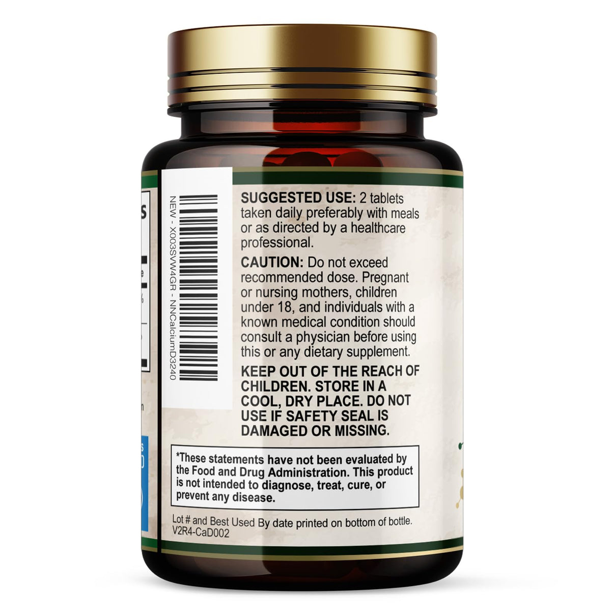 Calcium 1200 mg with Vitamin D3 - Per Serving - Bone Health Supplement - Vitamin D & Calcium Supplements for Women & Men - Bone Strength Support