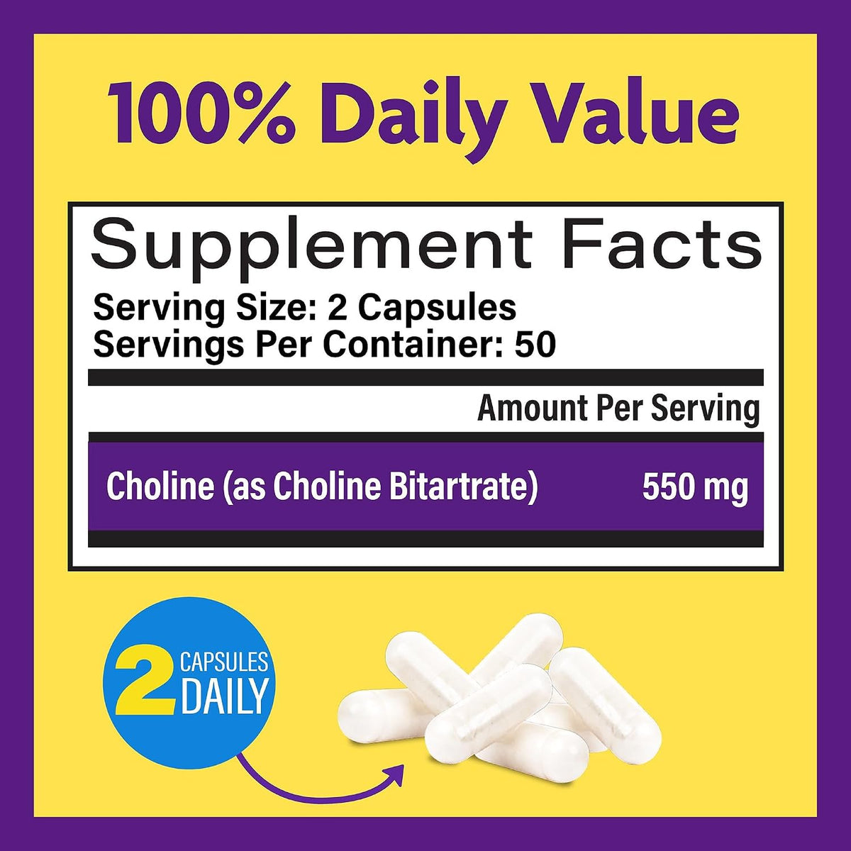 InnovixLabs Choline & Multi Probiotic Bundle Choline Bitartrate 550mg (100 Capsules) Multi Strain Probiotics (60 Capsules). Supports Memory, Mood, Brain Health & Boost Cognitive.*