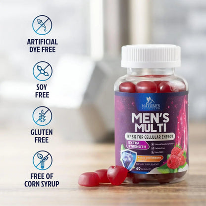 Multivitamin for Men - Complete Daily Mens Multivitamin Gummies with Vitamin D, B Vitamins, Zinc & More - Energy, Memory, Focus & Immune Health Support Nature's Nutrition