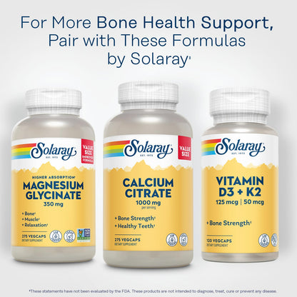 Solaray Calcium Citrate 1000mg - Chelated Calcium Supplement - Supports Bone Strength and Healthy Teeth - Easy to Digest