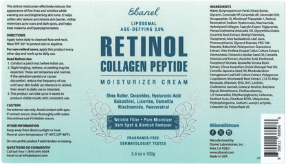 Ebanel 30% AHA 2% BHA Chemical Peel & 2.5% Retinol Cream Moisturizer for Face - Removes Acne Scars, Dark Spots, Wrinkles & Brightens Skin