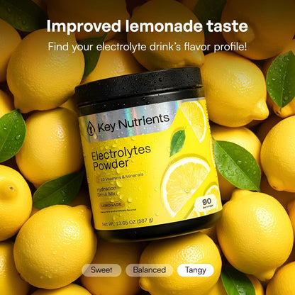 KEY NUTRIENTS Electrolytes Powder Bundle, Refreshing Lemonade 90 Servings Jar + Fresh Pink Lemonade 90 Servings Jar, Sugar Free Hydration Drink Mix with Vitamins & Minerals, No Calories