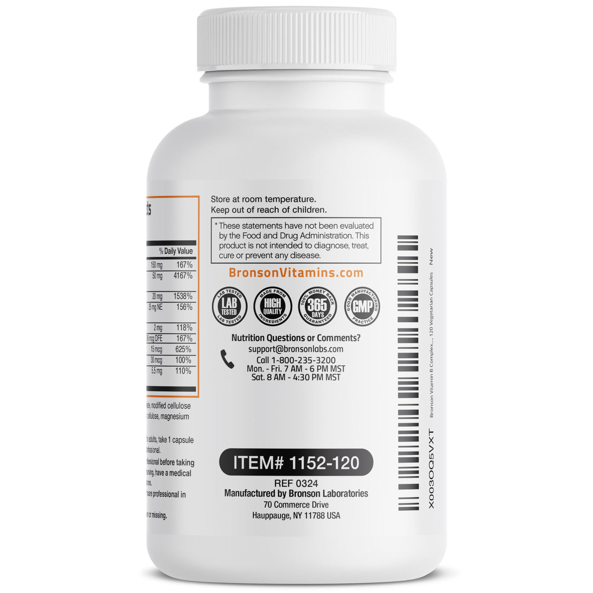 Bronson Vitamin B Complex with Vitamin C - Immune Health, Energy Support & Nervous System Support - Non-GMO, 250 Vegetarian Capsules