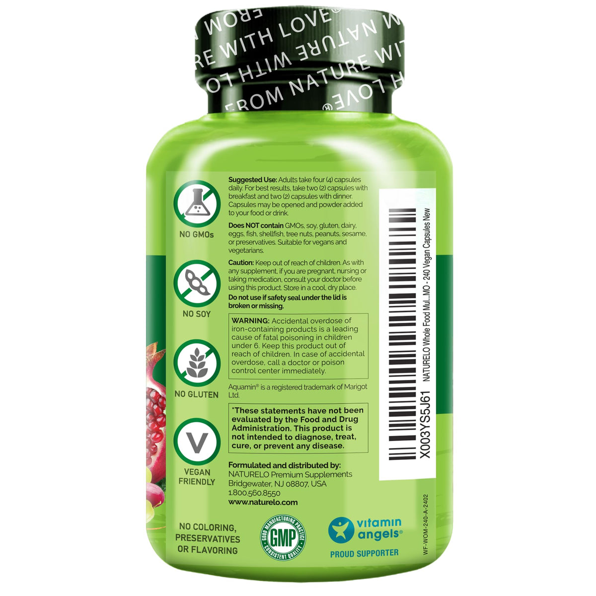 NATURELO Whole Food Multivitamin for Women - with Vitamins, Minerals, & Organic Extracts - Supplement for Energy and Heart Health
