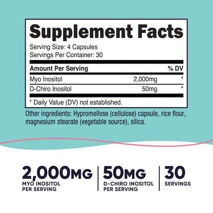 Nutricost Myo Inositol & D-Chiro Inositol for Women 2000mg, 120 Capsules, 2000mg Myo & 50mg D-Chiro Per Serving, 30 Servings