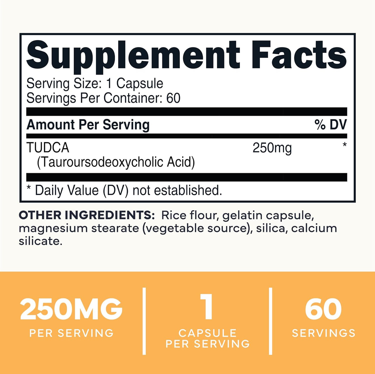 Type Zero Clean TUDCA (250mg) 60 Capsules, 60 Servings | Pure Tauroursodeoxycholic Acid Supplement, Bile Salt Derivative