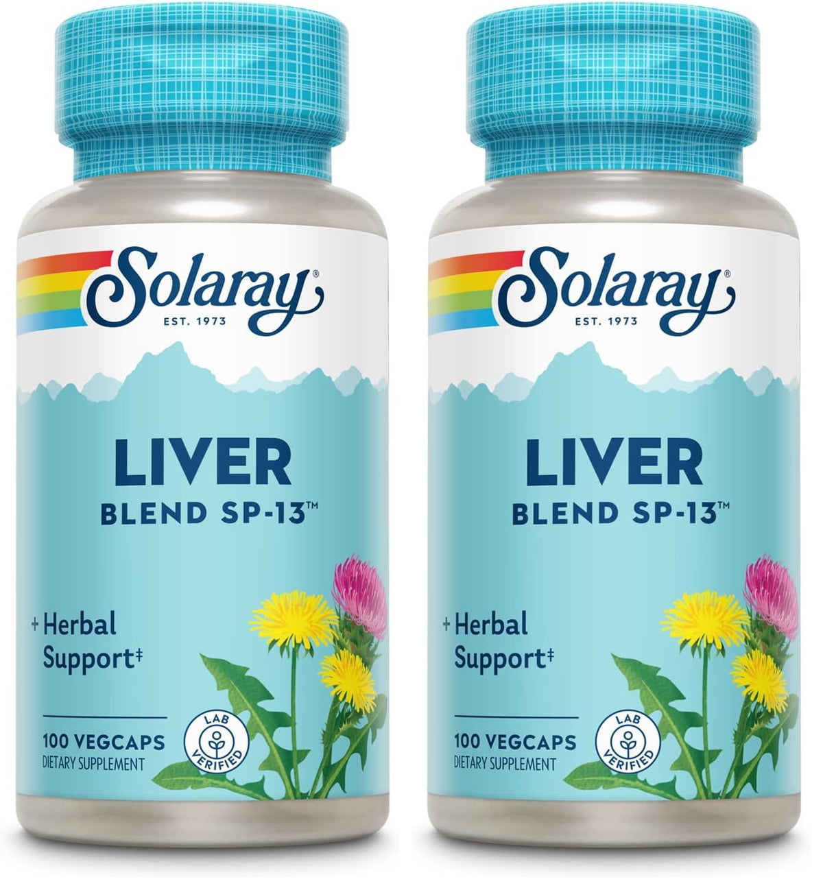 SOLARAY Liver Blend SP-13 - Traditional Herbal Support with Milk Thistle Extract, Dandelion Root, Burdock, Kelp, Peppermint and Trace Minerals - 60-Day Guarantee, 100 Servings, 100 VegCaps