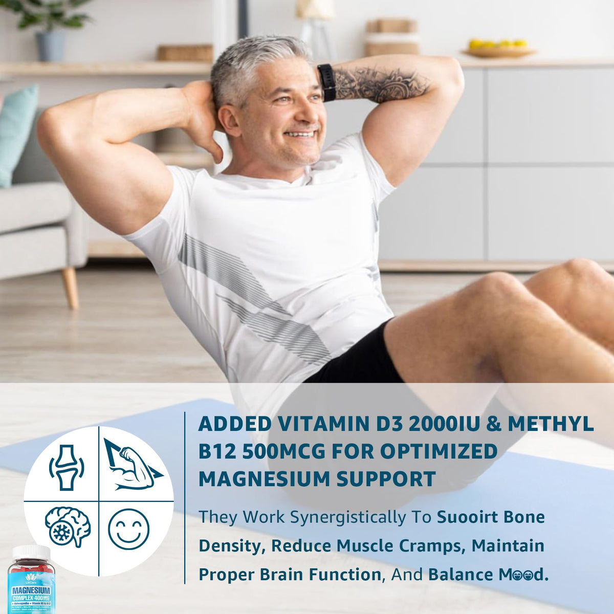 Sugar Free Magnesium Complex for Women, Calm Magnesium Gummies for Adults 400mg, Magnesium Glycinate, Citrate, Malate & More- Magnesium Gummy with Magnesium Ashwagandha, D3, B12 for Relax, Calm, Vegan LILICARE buy supplements Au