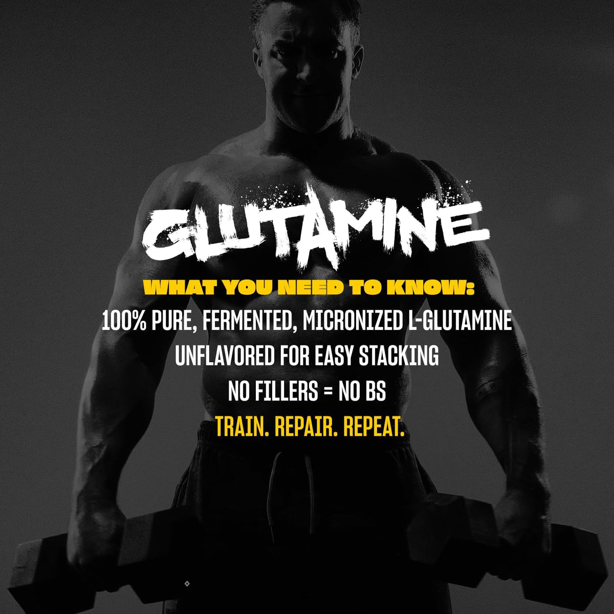 Mutant Glutamine - 100% Pure Workout Supplement to Help Replenish Glutamine Levels for Improved Muscle Repair, Immune and Digestive System Support After Physical Activity – 300 g – Unflavored