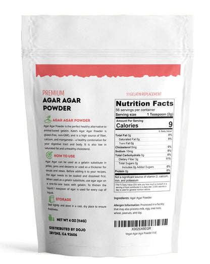 Kate Naturals Agar Agar Powder for Cooking & Petri Dishes. Vegan Gelatin Substitute Powder Unflavored for Gelatin Sheets