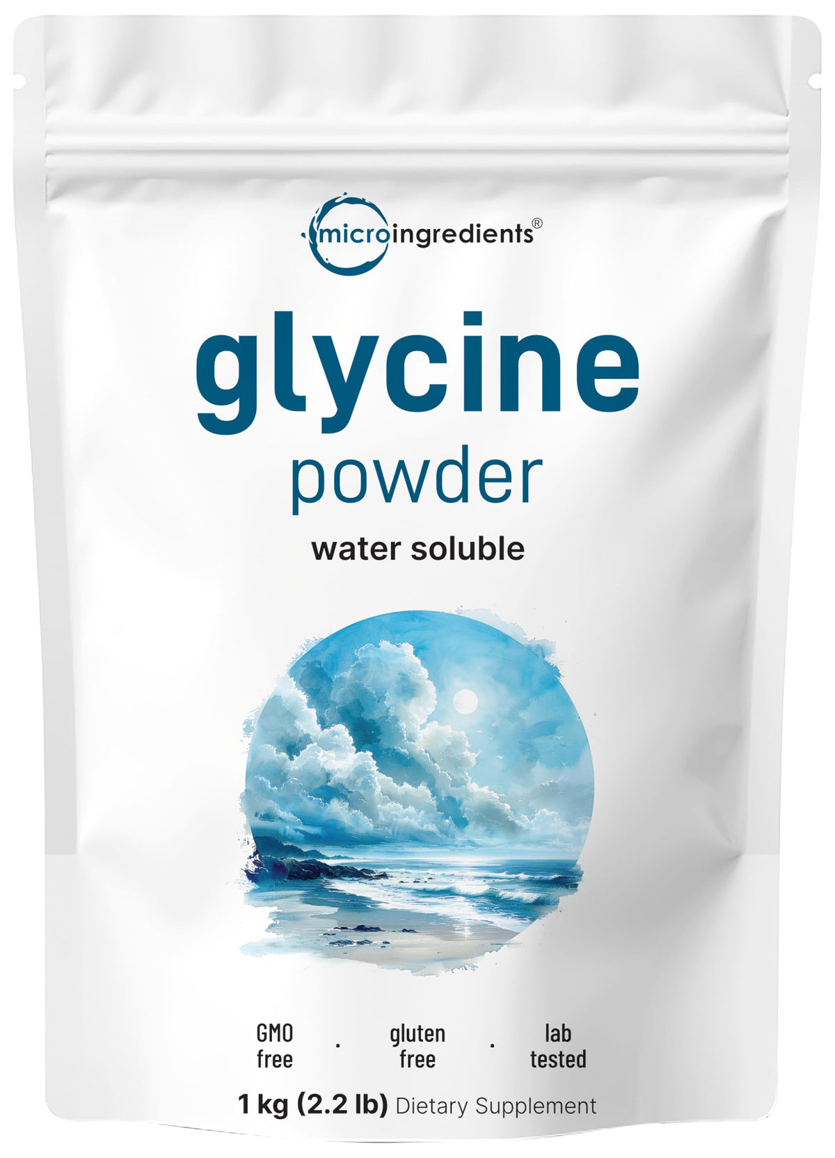 Micro Ingredients Glycine Powder, 1KG (2.2 Pounds), Glycine 1000mg Per Serving, Water Soluble and Products of USA