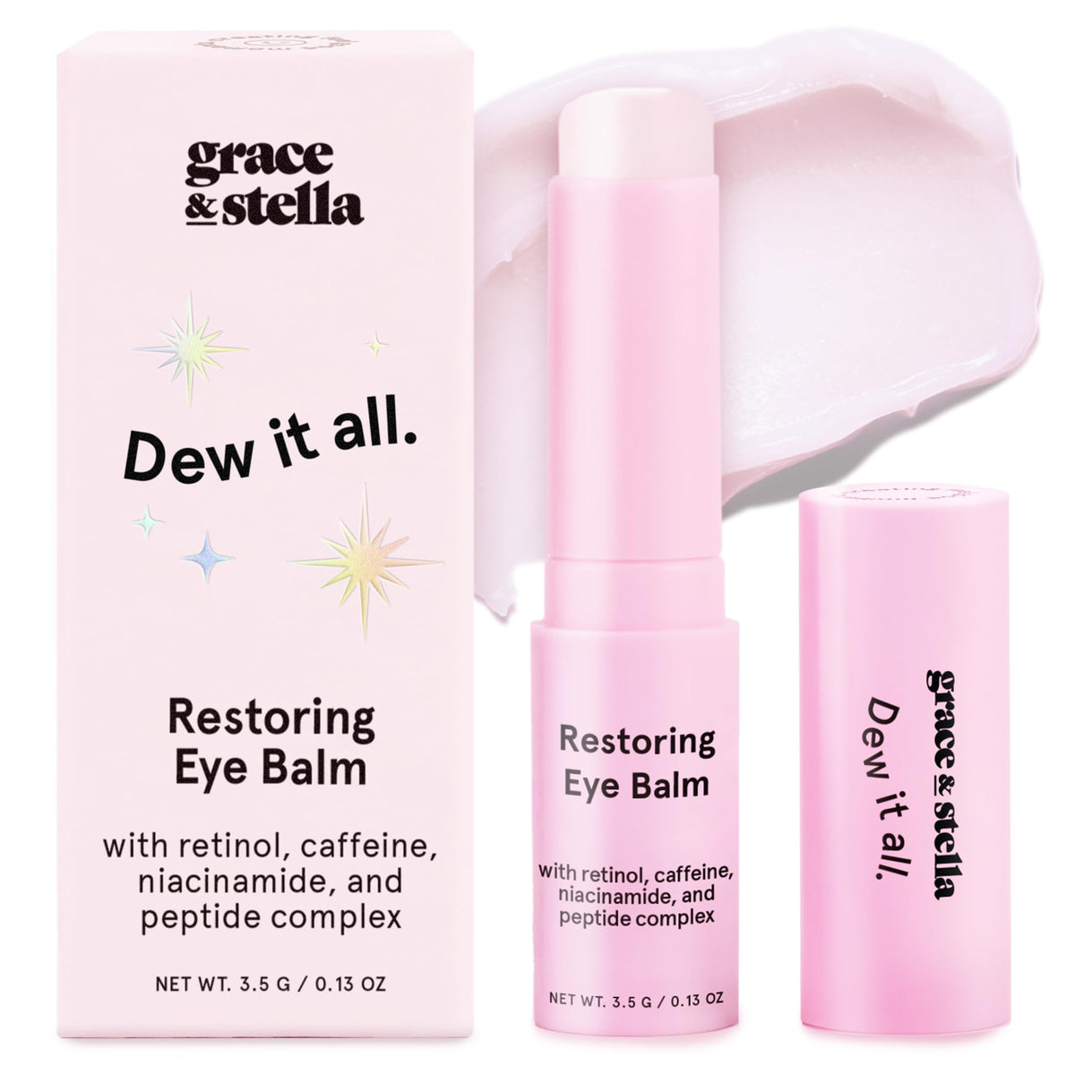 grace & stella Under Eye Brightener Balm Stick - Travel Size Toiletries - Retinol & Caffeine Eye Cream