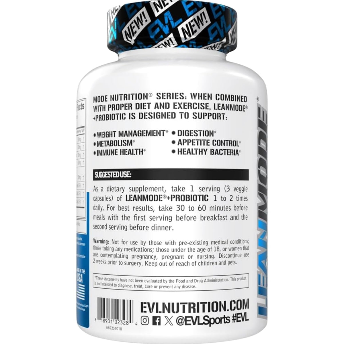 EVL Weight Loss Support Pills - Premium Multipurpose Appetite Metabolism and Fat Loss Support for Men and Women - LeanMode with Green Coffee Bean Extract CLA and Garcinia Cambogia - 50 Servings