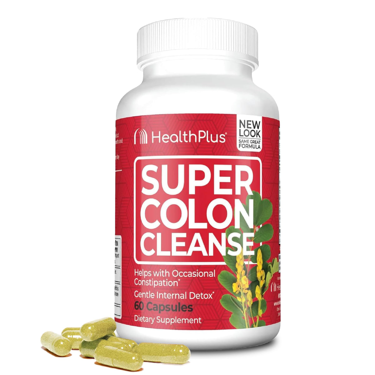 Health Plus Super Colon Cleanse Detox Capsules, 60 Day Supply, 240 Ct | Capsules with senna and psyllium husk, 120 servings; may support occasional constipation relief and gentle gut cleansing