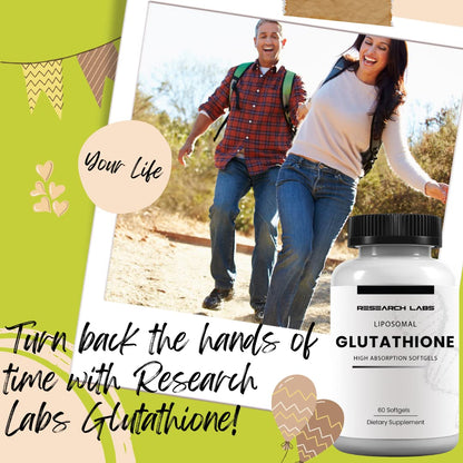 Research Labs Liposomal Glutathione Supplement w/Gluta-IV™, 100x Enhanced Absorption Over Powder Glutathione. 2 Fer 1 Ad, 120 Total Liposomal Softgels
