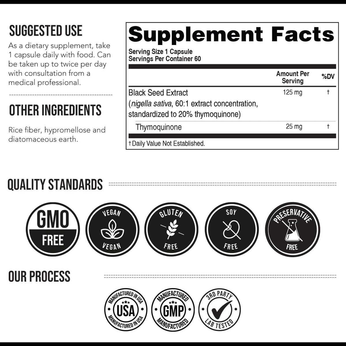 20% Thymoquinone Black Seed Oil Extract Capsules - TQ-Advanced 4X®: Potent Thymoquinone Concentration Available - 60:1 Concentrate from Nigella Sativa, Raw Form, Vegan, Glass Bottle (120 Capsules)