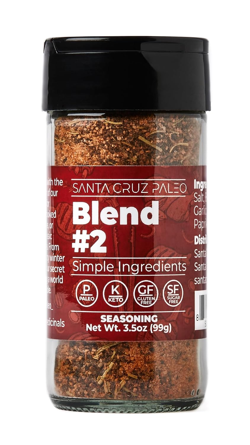 Santa Cruz Paleo, Seasoning Blend #2, Sweet and Smoky Spice for Chicken, Steak, Burgers, Wings and Ribs, Garlic, Sea Salt, Black Pepper, Rosemary and Paprika, Gluten Free, Keto, Paleo, 3.5 Oz Jar